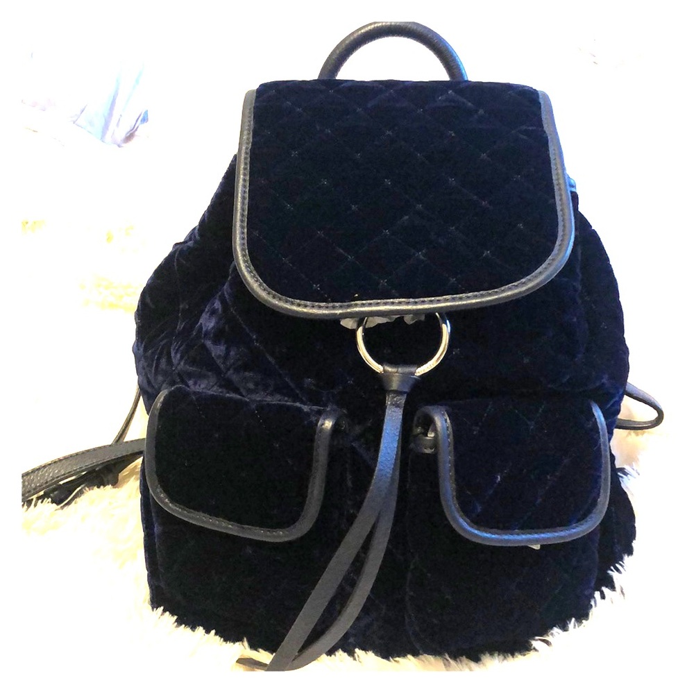 Vince Camuto Quilted Blue Velvet Leather Backpack